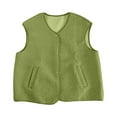 thumbnail image 6 of Women's Cropped Fuzzy Vest Casual Button Down Sleeveless Teddy Jacket Gilet Outerwear Coat, 6 of 7