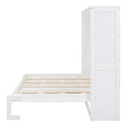 Bellemave Queen Murphy Bed Frame, Foldable Cube Cabinet Queen Size Platform Beds, Modern Wall Bed for Guest Room or Home Office(White)