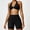 Sports Bra+Shorts--Black, variant on PISONIC Workout Sets for Women 2 Piece Twist Front Halter Sports Bras High Waist Biker Shorts Exercise Gym Yoga Outfit