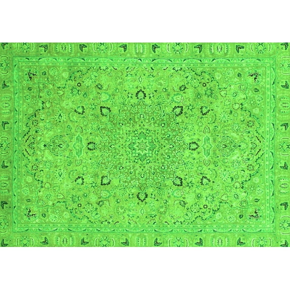 Ahgly Company Indoor Rectangle Abstract Green Modern Area Rugs, 6' x 9'