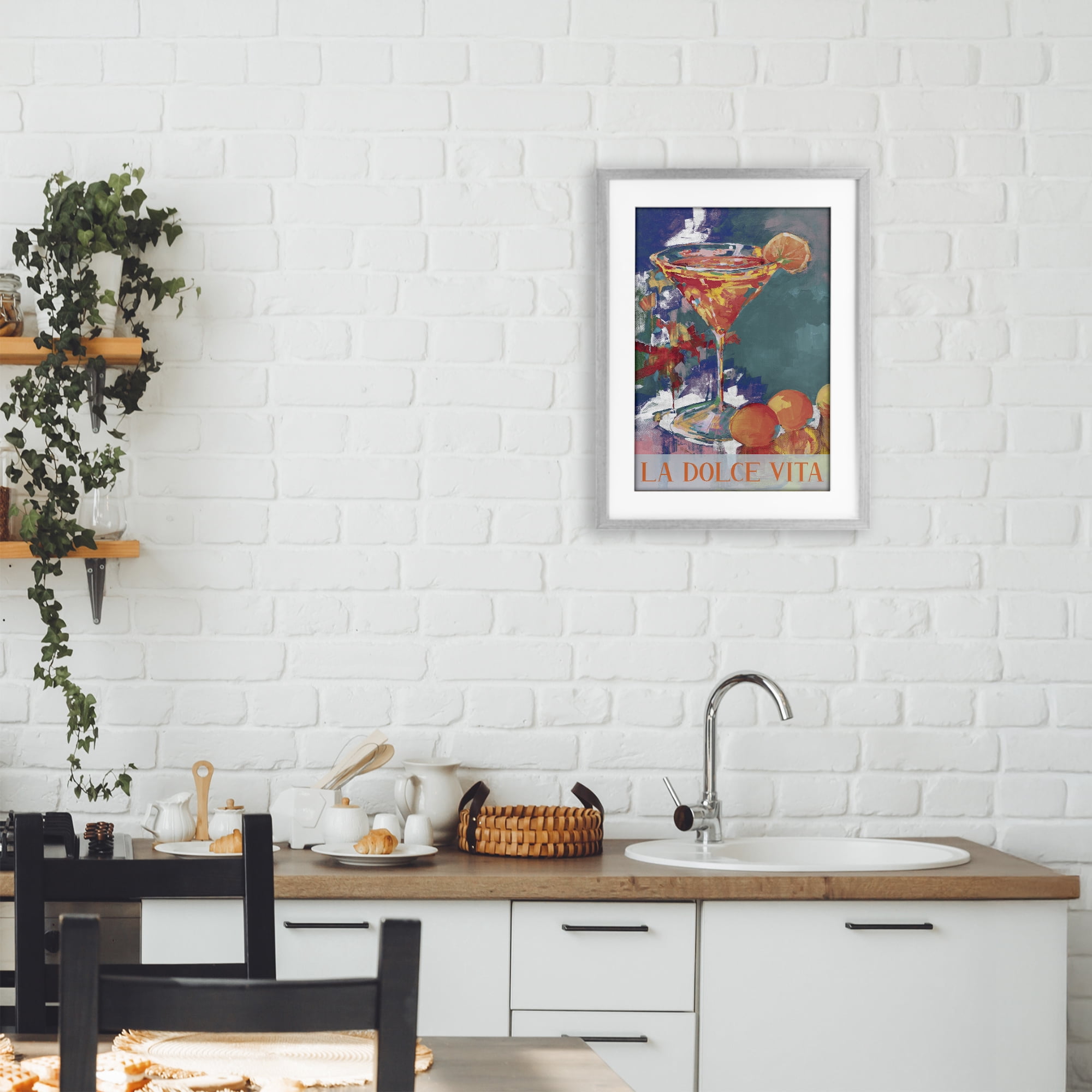 Stupell Industries Citrus Cocktail on Blue Gray Framed Print Under Glass, design by Jane Slivka