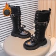 thumbnail image 5 of DHFJKG Girls Knee High Boots Fuzzy Lining Insulated Lace Up Side Zipper Boots Little Big Kids Cozy Shoes, 5 of 9