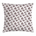 thumbnail image 1 of Cupcake Throw Pillow Cushion Cover, Delicious Desserts Sweet Food Yummy Chocolate Cake with Cherries Sketch, Decorative Square Accent Pillow Case, 24 X 24 Inches, Muave Taupe White, by Ambesonne, 1 of 2