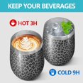 thumbnail image 4 of 12oz Stemless Wine Tumblers Black Leopard Print Vacuum Insulated Stainless Steel Travel Tumbler Cups Mug with Lid and Straw for Champaign,Cocktail,Beer with Cleaning Brush, 4 of 5