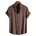 thumbnail image 2 of JINMGG Mens Tops under $5,Men's Casual Fashion Turn-down Collar Button Short Sleeve Blouse Tops Shirt Coffee XXXL, 2 of 4