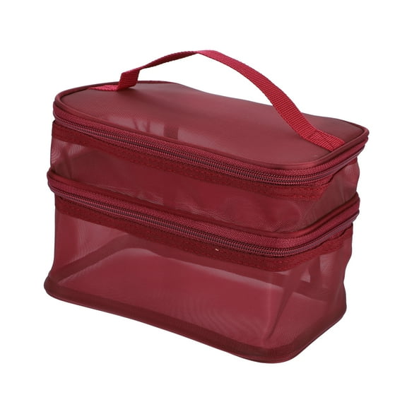 Unique Bargains Floral Makeup Bag Zipper Flower Cosmetic Pouch Red