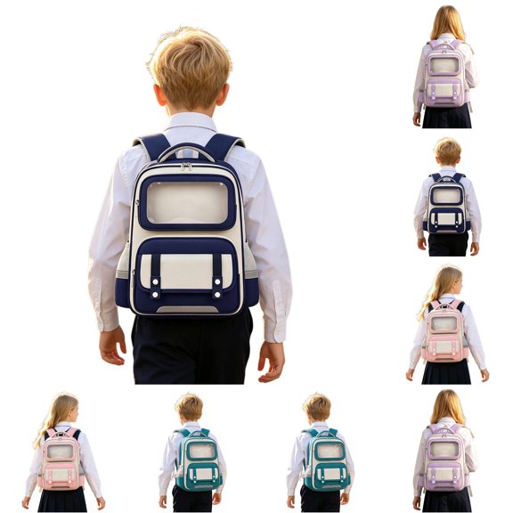 CUZIBR Boys Kids Backpack British Style Large Capacity Front Pocket Compartment Student Book Bag For Primary School Toddler Adjustable Breathable Shoulder Straps Travel Daypack