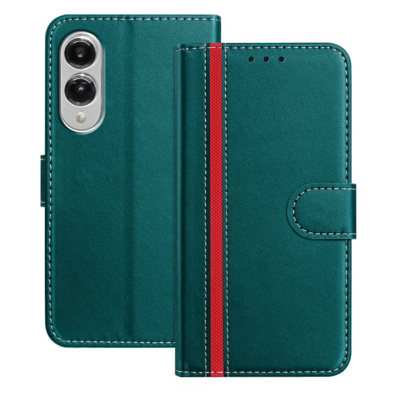 Wallet Case for Samsung Galaxy S25 Edge, Business PU Leather Magnetic Flip Folio Case with Card Slots Holder Kickstand Shockproof Protective Phone Case Cover for Samsung Galaxy S25 Edge, Green
