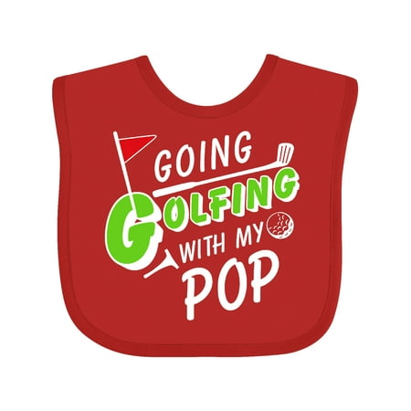 

Inktastic Going Golfing with my Pop- kids golf Gift Baby Boy or Baby Girl Bib