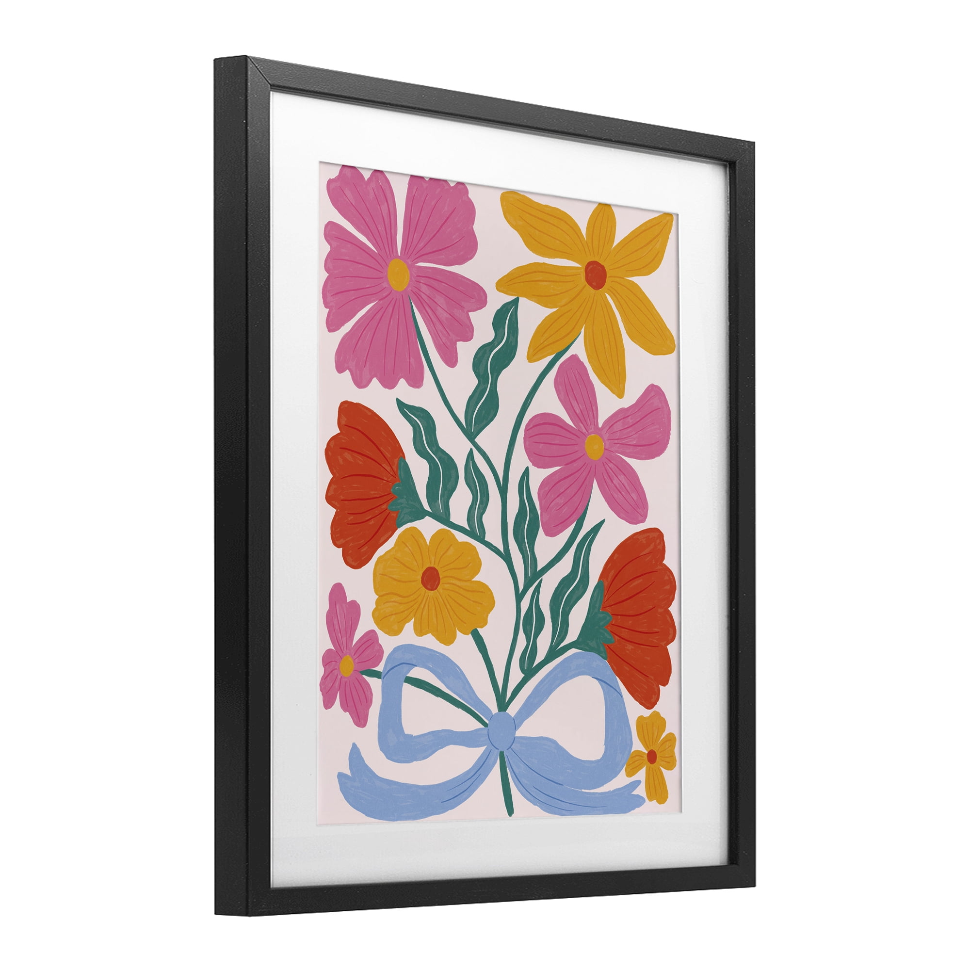 Stupell Industries Mid Century Fresh Florals Black Framed Print Under Glass, design by Lisa Barlow