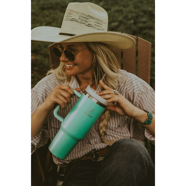 Hooch|hog 40 oz. Tumbler with Handle Lid and Straw | Reusable Insulated Cup and Water Tumbler | Cup Holder Friendly (Black)