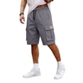 thumbnail image 2 of Mens Cargo Shorts Big and Tall Drawstring Elastic Waist Athletic Hiking Shorts Lightweight Bermuda Short with Pockets Gray XL, 2 of 9