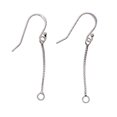 thumbnail image 2 of Pendientes franceses Gancho alambre de oreja 1 par de 925 pendientes de plata Gancho alambre de la oreja con cadena de D, 2 of 9
