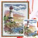 thumbnail image 1 of Hilo de algodón ecológico bordado Hugtrwg tela blanca 11CT Kit paisaje punto cruz 40*50cm, 1 of 9
