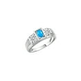 thumbnail image 3 of RYLOS Men's Rings Sterling Silver Classic 6X4MM Oval Gemstone & Diamond Ring Tourquose December Birthstone Rings For Men, Silver Rings, Size 12, 3 of 7