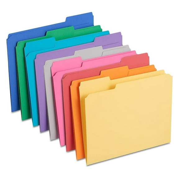 KioJJp 508994 Colored File Folders w/Reinforced Tabs Letter 3 Tab 100/Box