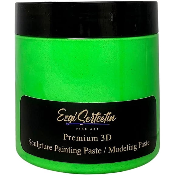 3D Sculpture Painting Paste|Modeling Paste|Decorative Plaster|Ready to Use|Unique Metallic Pearl and Neon Colors|Ideal for Artwork|Stencil|Flowers|Texture and Art Relief|6 oz|Neon Green
