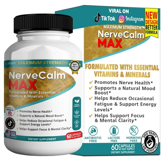 GreenVify Nerve Calm Max Advanced Nerve Support Supplement, 60 Capsules