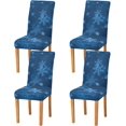 thumbnail image 2 of Christmas Blue Snowflake Dining Room Chair Covers Set of 4,Stretchable Removable Washable Spandex Kitchen Chair Protector Slipcovers for Restaurant,Hotel,Ceremony,Christmas,Festival Decoration, 2 of 6