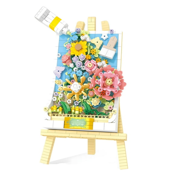 HI-REEKE Easel Micro Mini Building Block Set Multi Color Flower Building Kit Plastic Toy for Kid