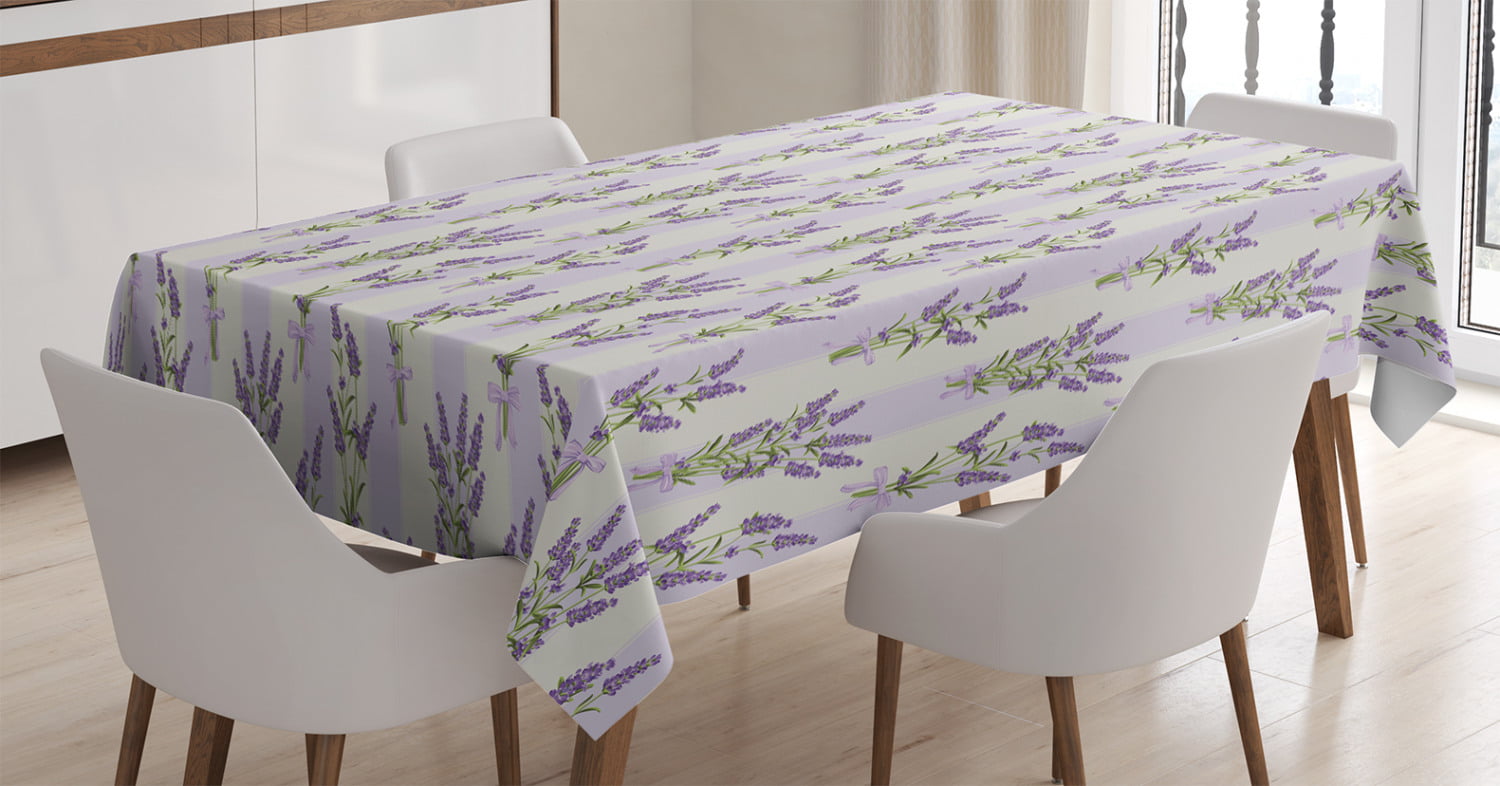 Dining Room Kitchen Rectangular Table Cover Lilac White Green 60 X 84 Ambesonne Japanese Tablecloth Horizontal Branches with Cherry Blossoms Flourishing Sakura Tree Pattern 
