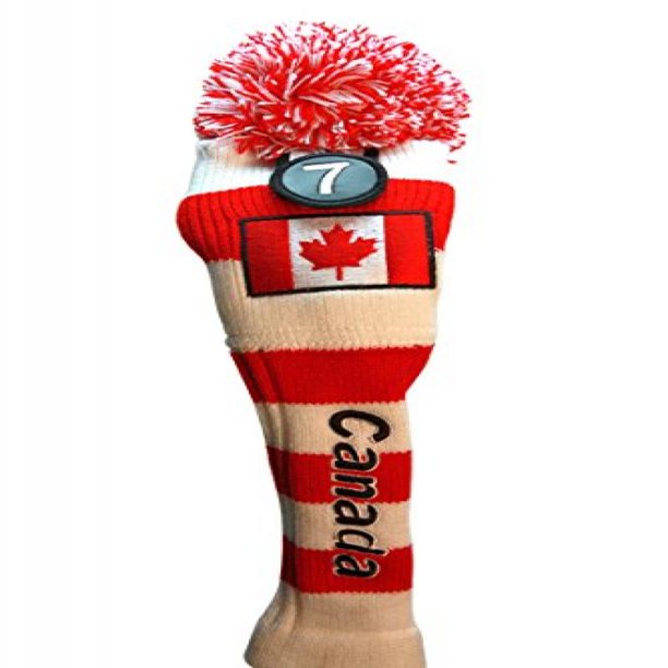 Majek Canada 7 Fairway Wood Head Cover Retro Classic Old School Vintage Throwback Pom Pom Knit Head Cover Canadian Red White Flag Metal Woods Headcover Walmart Com Walmart Com