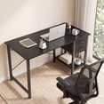 thumbnail image 2 of EDX Computer Desk with 2 Drawers 47 Inch PC Table Study Writing Desk with Storage Shelf Headphone Hook, Simple Style Small Desk for Home, Black Grain, 2 of 7