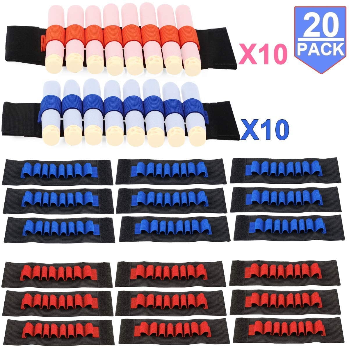 Blue 8-Darts Holder Wrist Strap Darts Storage for Soft darts Blasters Toy 