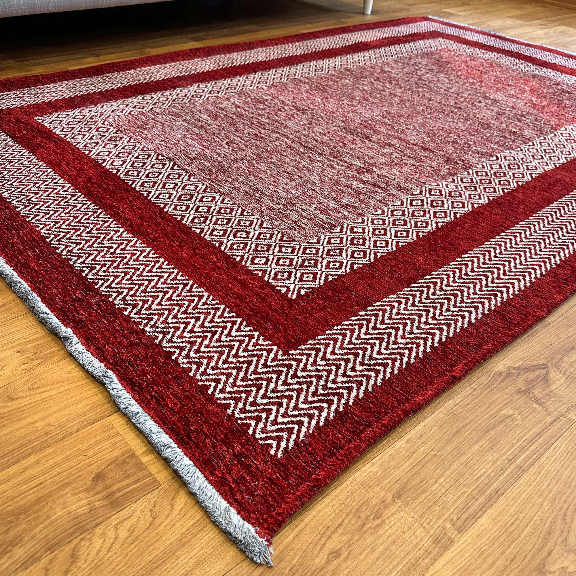 Alfa Rich 3x5 Scandinavian Style Red Burgundy Washable Woven Cotton Runner Rugs