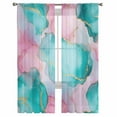 thumbnail image 3 of Teal Pink Sheer Curtains 72 Inches Long 2 Panels Set, Window Sheer Curtains for Living Room/Bedroom, Modern Abstract Ink Painting Art Marble Light Filtering Rod Pocket Curtain 52'' x 72'' x 2, 3 of 7