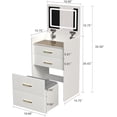 thumbnail image 4 of 3 in 1 Vanity Desk with Mirror and Lights,Small Make Up Vanity Set with Visible Glass Desktop,Compact Makeup Vanity with 3 Drawers & Chair, Dressing Table for Bedroom, 4 of 10