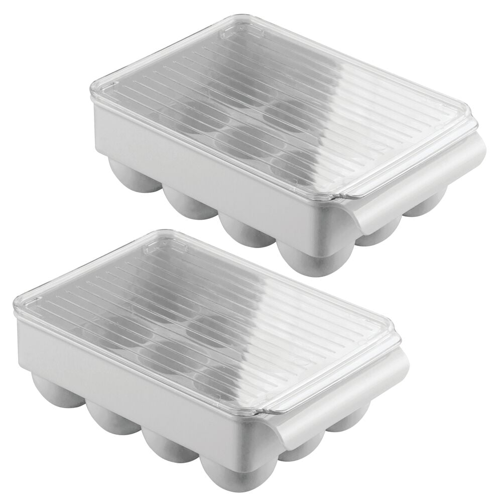 Storage Container and Organizer for Refrigerator mDesign Stackable Plastic Covered Egg Tray Holder Holds 12 Eggs White/Clear MetroDecor 4122MDK 2 Pack Carrier Bin with Lid with Handle Storage Container and Organizer for Refrigerator mDesign Stackable Plastic Covered Egg Tray Holder Holds 12 Eggs White/Clear MetroDecor 4122MDK 2 Pack Carrier Bin with Lid with Handle
