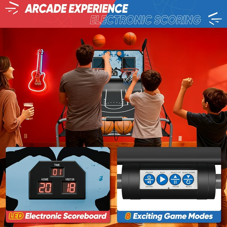 ZenSports Indoor Dual Hoop Basketball Arcade Game, Foldable, 2