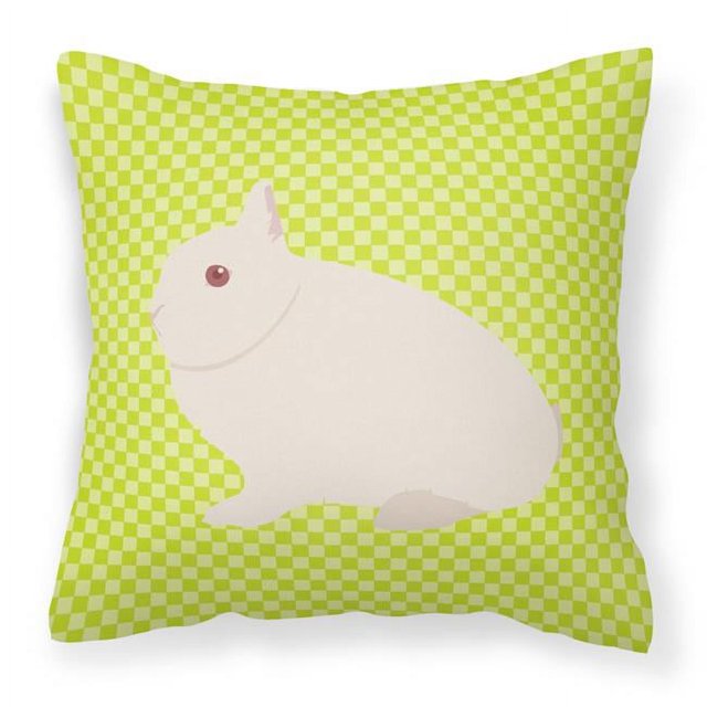 Carolines Treasures BB7790PW1414 Hermelin Rabbit Green Fabric Decorative Pillow, 14 x 14 in.