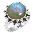 thumbnail image 1 of 925 Silver Ring For Women - Girls Gray Genuine Labradorite Stone Silver Ring Size 7 November Birthstone Boho Silver Ring Size 7 Gift For Mother On Halloween 925 Gemstone Silver Jewelry, 1 of 6