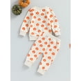 thumbnail image 4 of Wassery Toddler Boys Girls Fall Outfits 6M 12M 18M 24M 3T Infant 2Pcs Halloween Clothes Set Pumpkin Print Crew Neck Long Sleeve Sweatshirts and Long Pants, 4 of 9