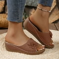 thumbnail image 5 of Flower Wedge Beach Slipper Sandals for Women 2025 Boho Casual Summer Women's Platform Walking Dress Slip on, 5 of 8