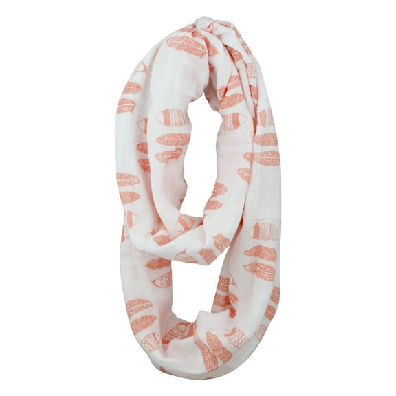 Bacati Muslin Nursing Scarf, Coral Tribal Feathers, 1.0 CT