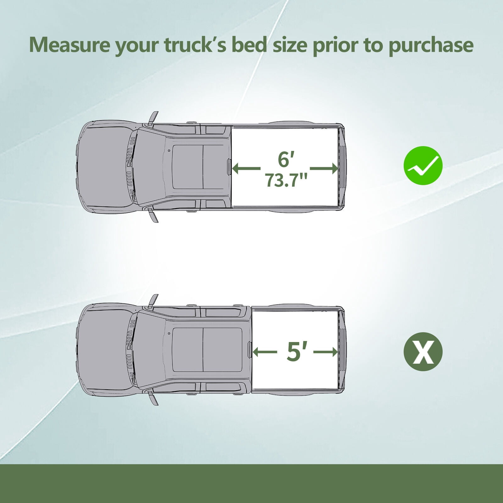 RVNI 6ft Soft Tri-fold Truck Bed Tonneau Cover for 2016-2023 Toyota Tacoma with led lamp Excl. Trail Edition waterproof