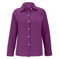 thumbnail image 4 of Purple Women Shirts, Womens Cotton Linen Down Shirt 2025 Spring Casual Long Sleeve Solid Color Shirts Loose Work Tops With Pockets,Women Shirts M, 4 of 5