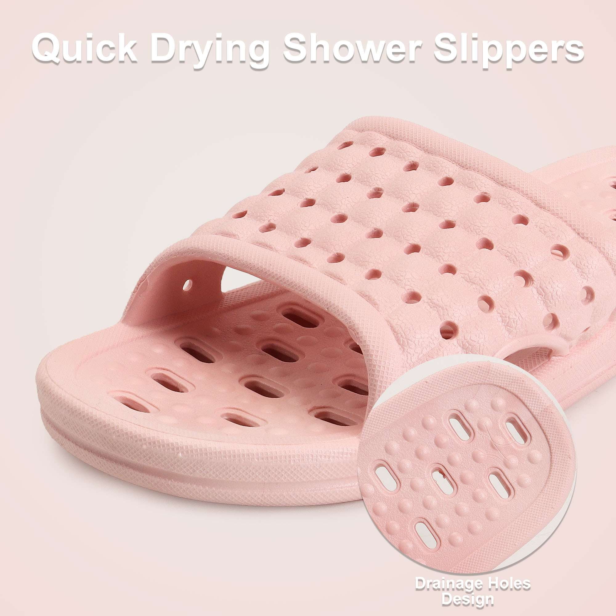 LAVA Women Men Shower Shoes Quick Drying Non Slip Bath Slippers Shower Sandals with Drain Holes Light Blue