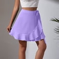 thumbnail image 4 of BUIGTTKLOP Mini Skirts for Women Wrap Short Skirt High Waisted Beach A Line Skirt Soft Casual Ruffle Cute Skirts, 4 of 6