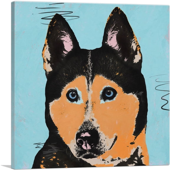 ARTCANVAS Siberian Husky Dog Breed Pop Art Canvas Art Print - Size: 36" x 36" (0.75" Deep)