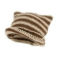 thumbnail image 3 of Gorro De Ganchillo Sunnimix Sombrero De Punto Slouchy Rayas Mujer Café Y Beige, 3 of 8