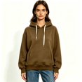 thumbnail image 2 of Women's Solid Oversized Drawstring Pullover Hoodie, Fleece Loose Fit Kangaroo Pocket Hooded Sweatshirt, Size S-2XL, 2 of 4