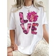 thumbnail image 1 of Mode Quotidienne, T-Shirt Noir Chic pour Femmes avec Imprimé Floral Rose - Col Rond Décontracté Manches Courtes, Mélange Polyester Confortable, Parfait pour l'Été & Tenue Décontractée Fête des Pères, Fête des Mères, Nouveau, 1 of 7