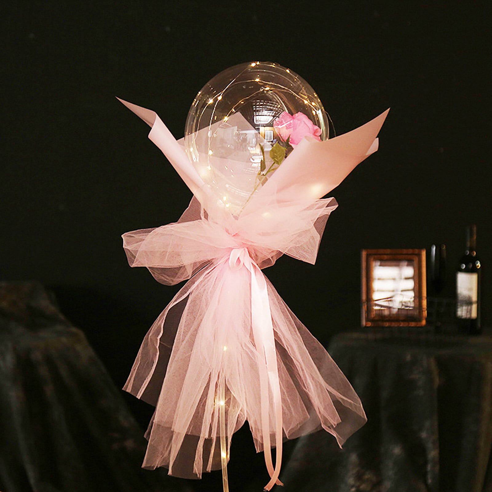 Led luminoso palloncino rose bouquet trasparente bobo palla rosa valentines  giorno regalo festa festa decorazione di nozze palloncini DWWE2937