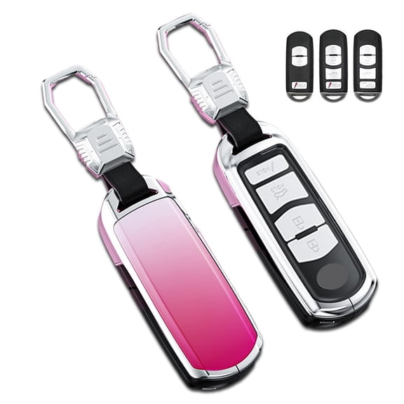 Zinc Alloy Gradient Glass Back Cover Key Fob Case Holder Shell Accessories Compatible for Mazda Miata CX-3 CX-4 CX-5 CX-7 CX-9 MX5 2/3/4 Buttons Smart Key