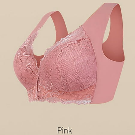 FUNUONY Big Sale!! Lace Bralette for Women  Wireless Bra with Soft Padding  Plunge Comfort Bralette Plus Size Front Closure Elastic Up Comfort Bra Women s Wirefree Lace Bra Everyday Bras for Women