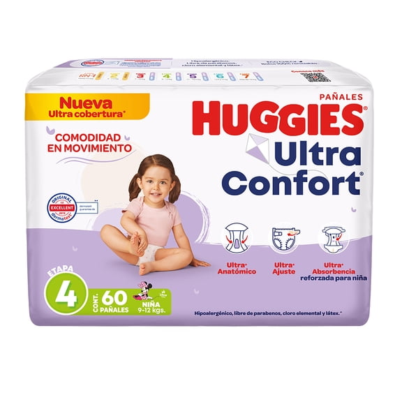 Pañales Huggies UltraConfort etapa 4 niña 60 piezas